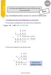 J’effectue des multiplications à deux chiffres et avec un zéro intercalé - Cours, Leçon : 7ème Harmos - PDF à imprimer