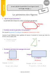 Comment calculer le périmètre d’une figure (carré, rectangle, triangle…) - Cours, Leçon : 7ème Harmos - PDF gratuit à imprimer