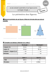 Comment calculer le périmètre d’une figure (carré, rectangle, triangle…) - Exercices  : 7ème Harmos - PDF à imprimer