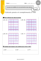 Je pose une addition et une soustraction sans retenue - Exercices  : 4ème Harmos - PDF à imprimer