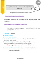 J’organise les données pour résoudre un problème multiplicatif - Cours, Leçon : 7ème Harmos - PDF gratuit à imprimer