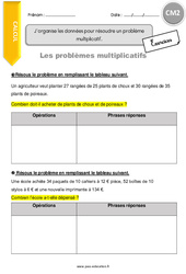 J’organise les données pour résoudre un problème multiplicatif - Exercices avec correction : 7ème Harmos - PDF à imprimer