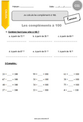 Je calcule les compléments à 100 - Exercices  : 4ème Harmos - PDF à imprimer