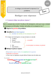 Je rédige correctement la réponse d’un problème - Cours, Leçon : 4ème Harmos - PDF gratuit à imprimer