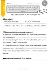 Reconnaitre les multiples d’un nombre et comprendre le sens de la division et je divise par un nombre à 1 chiffre - Exercices avec correction : 6ème Harmos - PDF à imprimer