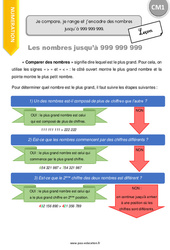 Comparer, ranger, encadrer des nombres jusqu’à 999 999 999 - Cours, Leçon : 6ème Harmos - PDF gratuit à imprimer