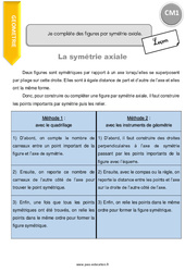 Je complète des figures par symétrie axiale - Cours, Leçon : 6ème Harmos - PDF gratuit à imprimer