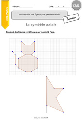 Je complète des figures par symétrie axiale - Exercices avec correction : 6ème Harmos - PDF à imprimer