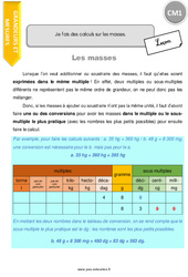 Je fais des calculs sur les masses - Cours, Leçon : 6ème Harmos - PDF gratuit à imprimer