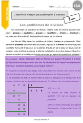 J’identifie et je résous des problèmes liés à la division - Cours, Leçon : 6ème Harmos - PDF gratuit à imprimer