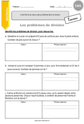 J’identifie et je résous des problèmes liés à la division - Exercices avec correction : 6ème Harmos - PDF à imprimer