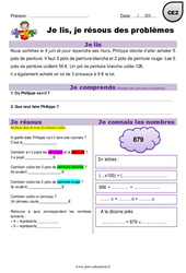 Addition, soustraction, multiplication, division - Je lis et je résous des problèmes : 5ème Harmos - PDF à imprimer