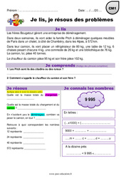 Addition, masse et conversion - Je lis et je résous des problèmes : 6ème Harmos - PDF à imprimer