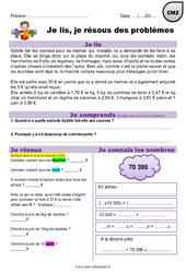 Multiplication, euros - Je lis et je résous des problèmes : 7ème Harmos - PDF à imprimer