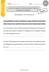 Je trouve la question, les données utiles et l’opération nécessaire à la résolution - Exercices avec correction : 4ème Harmos - PDF à imprimer