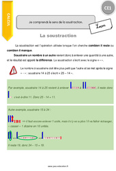 Je comprends le sens de la soustraction - Cours, Leçon : 4ème Harmos - PDF gratuit à imprimer