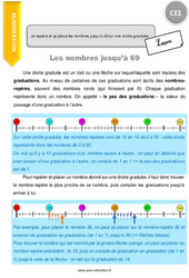 Je repère et je place les nombres jusqu’à 69 sur une droite graduée - Cours, Leçon : 4ème Harmos - PDF gratuit à imprimer