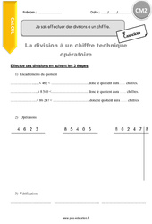 Comment effectuer des divisions à un chiffre - Exercices  : 7ème Harmos - PDF à imprimer