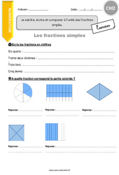 Lire, écrire et comparer à l’unité des fractions simples - Exercices avec correction : 7ème Harmos - PDF à imprimer