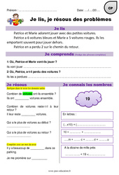 Addition et soustraction - Je lis et je résous : 3eme Harmos - PDF à imprimer