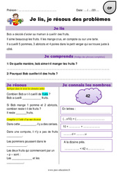 Addition et soustraction - Je lis et je résous des problèmes : 3eme Harmos - PDF à imprimer