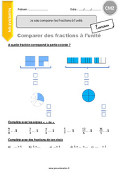 Comparer les fractions à l’unité - Exercices avec correction : 7ème Harmos - PDF à imprimer