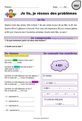 Additions, multiplication et euros - Je lis et je résous des problèmes : 5ème Harmos - PDF à imprimer