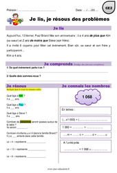 Addition, soustraction et les âges - Je lis et je résous des problèmes : 5ème Harmos - PDF à imprimer