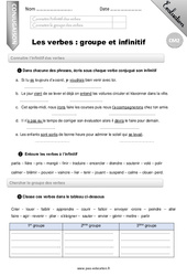 Les verbes - Fiches groupe et infinitif - Examen Evaluation - Bilan : 7ème Harmos - PDF à imprimer