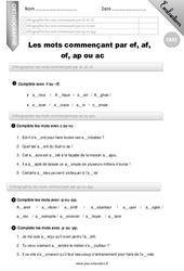 Les mots commençant par af, of,ac et ap - Examen Evaluation - Bilan : 7ème Harmos - PDF à imprimer