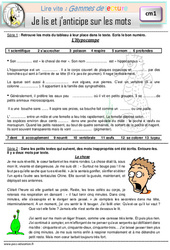 Je lis et j'anticipe sur les mots - Gamme de lecture : 6ème Harmos - PDF à imprimer