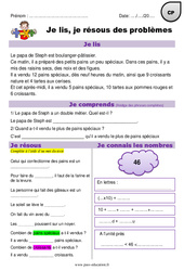 Addition - Je lis et je résous des problèmes 6 : 3eme Harmos - PDF à imprimer