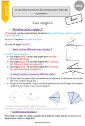 Je compare et trace des angles - Cours, Leçon : 7ème Harmos - PDF gratuit à imprimer