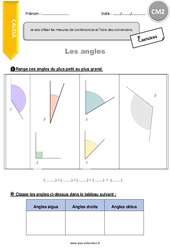 Je compare et trace des angles - Exercices  : 7ème Harmos - PDF à imprimer