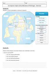 Les espaces majeurs de production et d’échanges - Exercices corrigés - Géographie : 10ème Harmos - PDF à imprimer