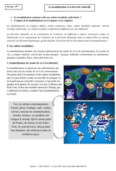 La mondialisation et la diversité culturelle - Cours - Géographie : 10ème Harmos - PDF à imprimer