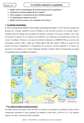 Le territoire national et sa population - Cours - La France : 11ème Harmos - PDF à imprimer