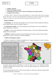 La région - Cours - La France : 11ème Harmos - PDF à imprimer