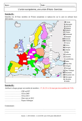 L’union européenne, une union d’états - Exercices corrigés - Géographie : 11ème Harmos - PDF à imprimer