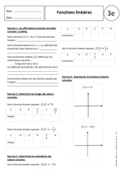 Fonctions linéaires - Exercices corrigés : 11ème Harmos - PDF à imprimer