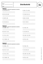 Développer en utilisant la distributivité - Exercices corrigés : 10ème Harmos - PDF à imprimer