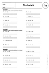 Développer en utilisant la distributivité - Exercices corrigés - Calcul littéral : 10ème Harmos - PDF à imprimer