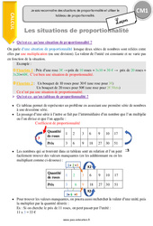 Comment reconnaitre des situations de proportionnalité et utiliser le tableau de proportionnalité - Cours, Leçon : 6ème Harmos - PDF gratuit à imprimer