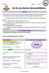 Addition, multiplication, volume - Je lis et je résous des problèmes : 6ème Harmos - PDF à imprimer