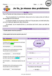 Addition, multiplication, distance, durée - Je lis et je résous des problèmes : 7ème Harmos - PDF à imprimer