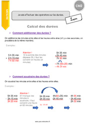 Comment effectuer des opérations sur les durées - Cours, Leçon : 7ème Harmos - PDF gratuit à imprimer