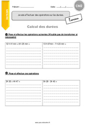 Comment effectuer des opérations sur les durées - Exercices  : 7ème Harmos - PDF à imprimer