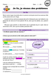 Addition, multiplication, euros - Je lis et je résous des problèmes : 6ème Harmos - PDF à imprimer