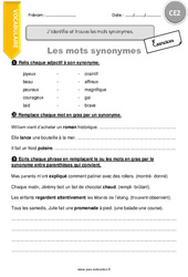 J’identifie et trouve les mots synonymes - Exercices  : 5ème Harmos - PDF à imprimer