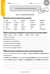 Comprendre la notion de synonyme - Exercices  : 6ème Harmos - PDF à imprimer